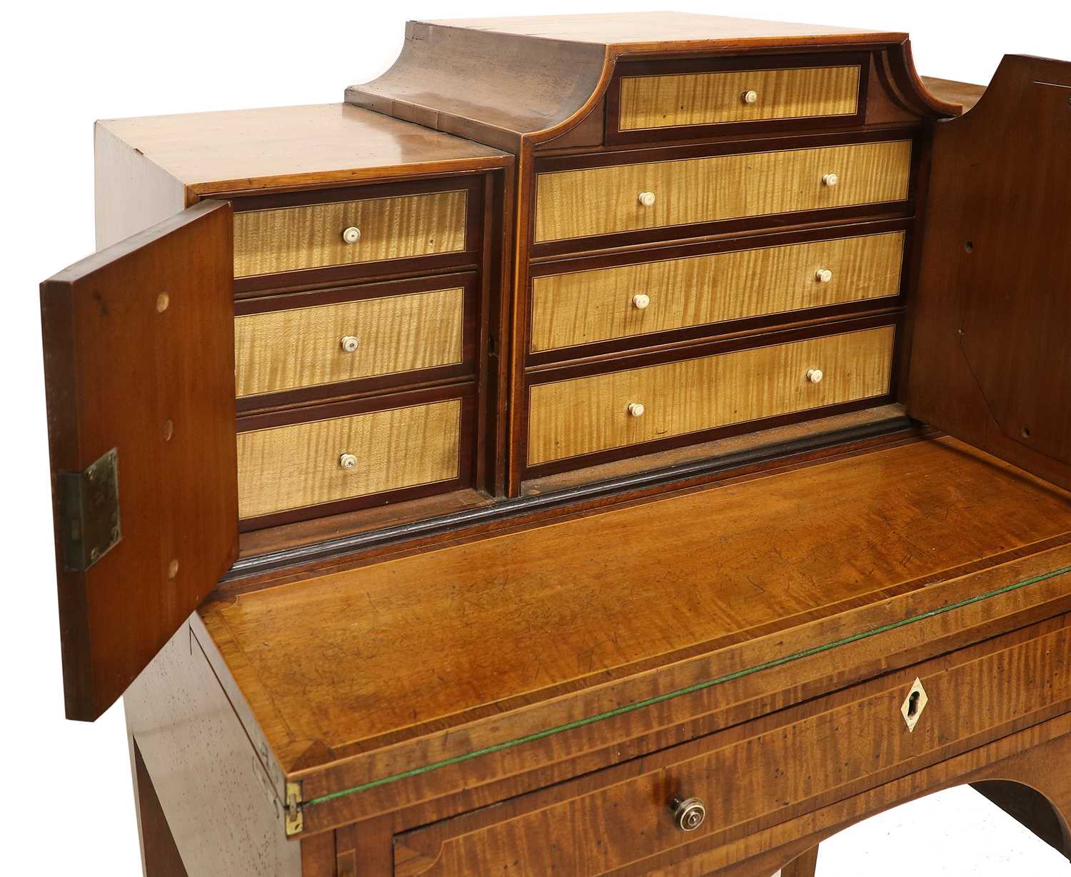 A George III Mahogany, Boxwood and Rosewood-Crossbanded Writing Desk, early 19th century, the - Image 3 of 3