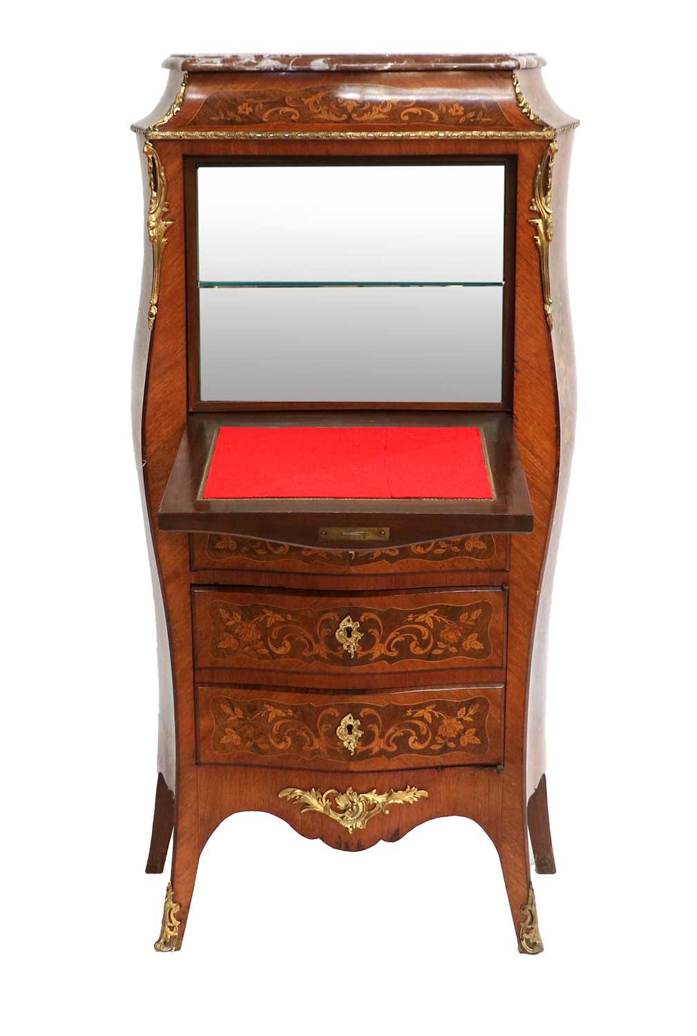 A Louis XV-Style Kingwood, Rosewood and Marquetry-Inlaid Secretaire Abattant, circa 1900, the staged - Image 2 of 3