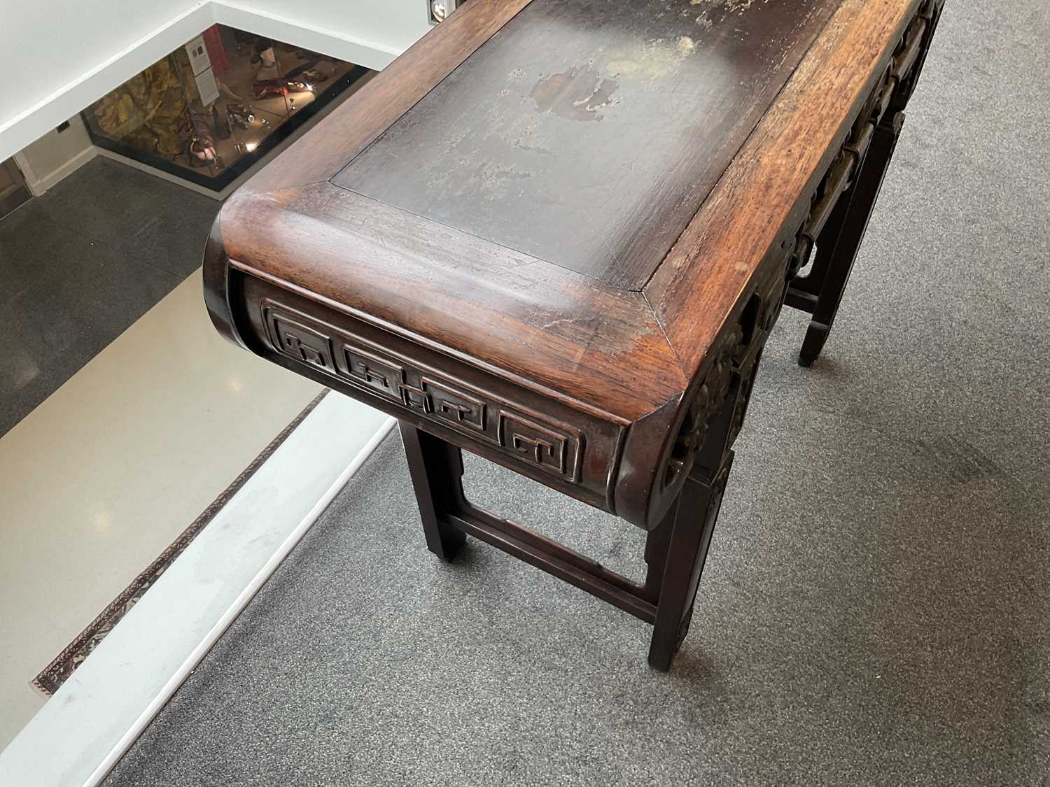 A Late 19th Century Chinese Hardwood Altar Table, of scrolled rectangular form, the moulded top - Image 2 of 7