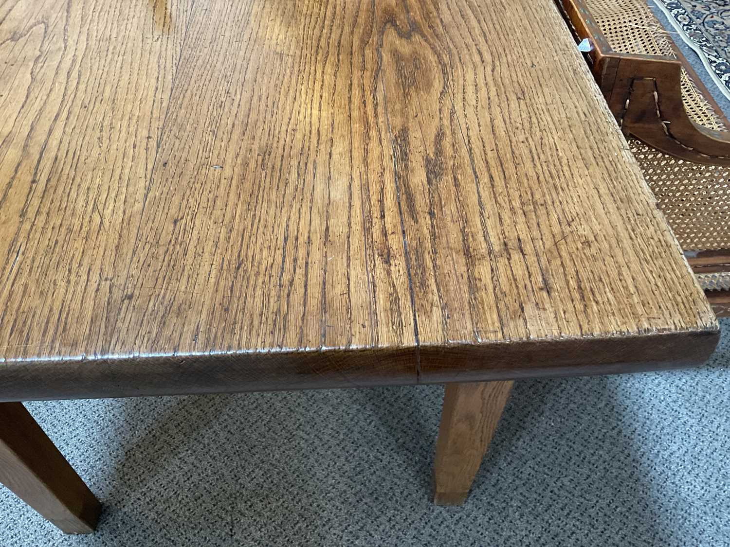 A 19th Century French Provincial Chestnut Farmhouse Kitchen Table, the rectangular top above a - Image 6 of 7