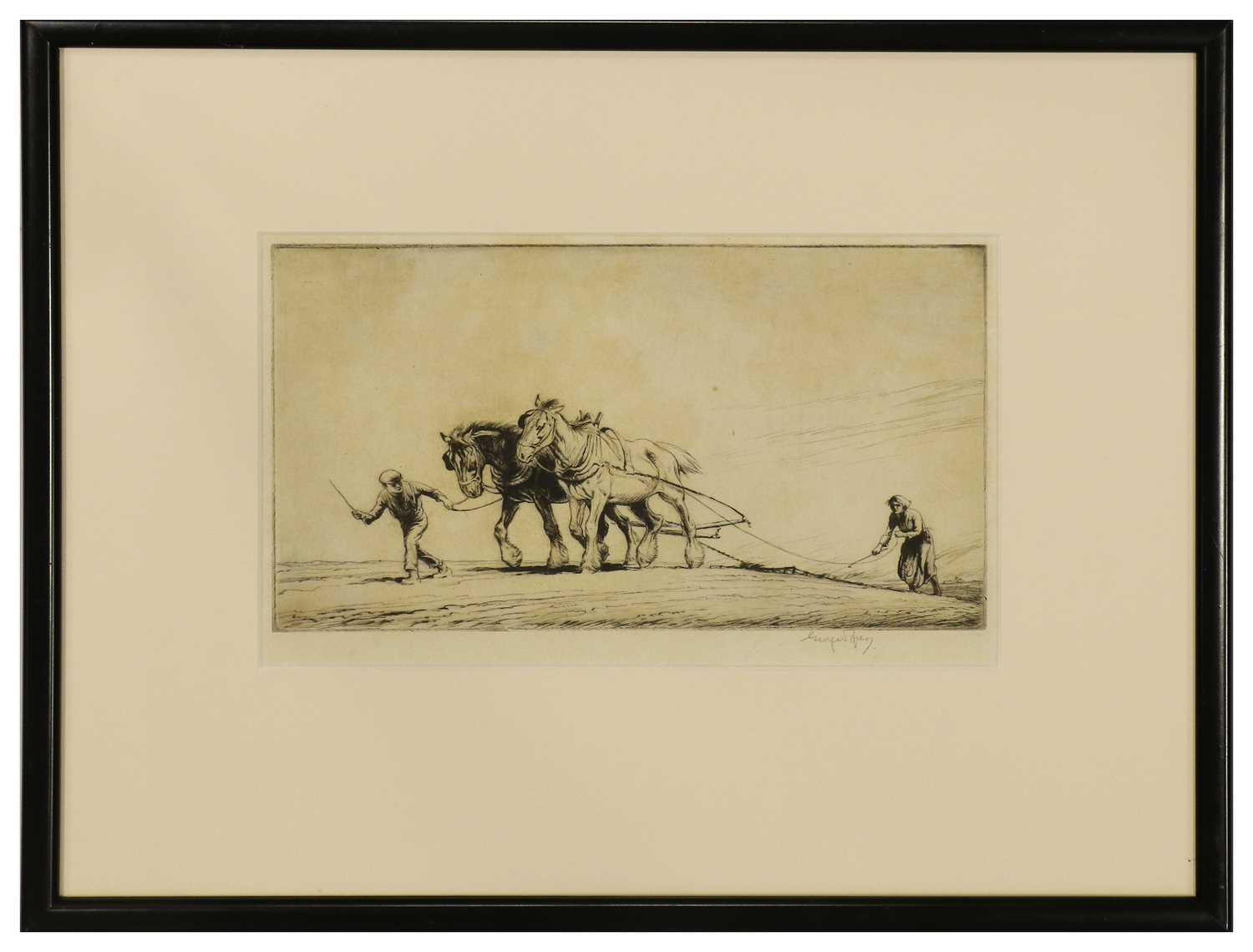 George Soper RE (1870-1942) Loading the cart in Winter Signed in pencil, black and white etching, - Bild 6 aus 27