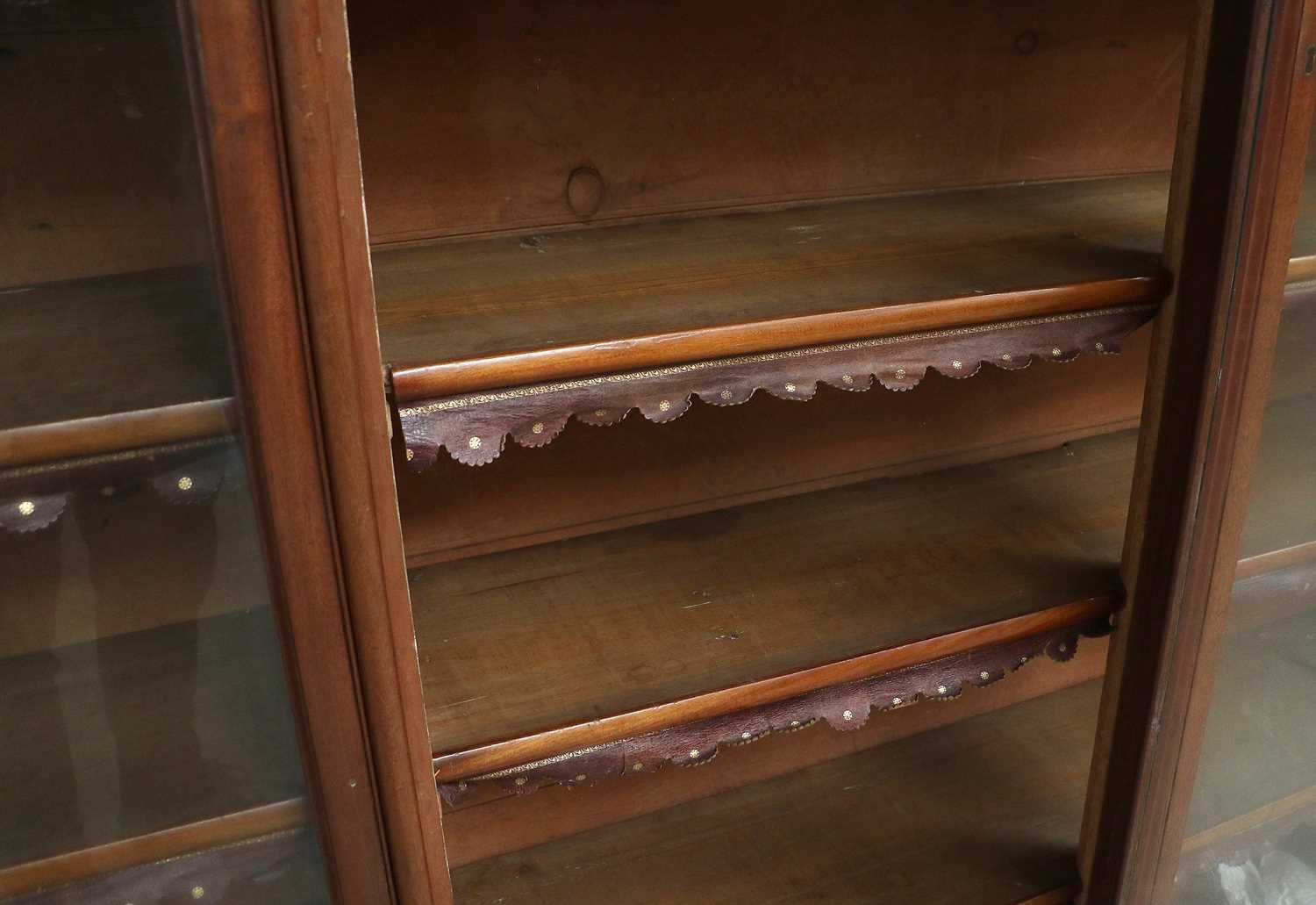 A Victorian Mahogany Bookcase, the moulded cornice above four conforming glazed doors enclosing - Image 2 of 10