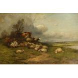 Follower of Thomas Sidney Cooper RA (1803-1902) Sheep and cattle at rest in an extensive landscape