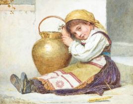 Edwin Bale RI, ROI (1838-1923) The Little Water Carrier Signed, pencil and watercolour, 31.5cm by