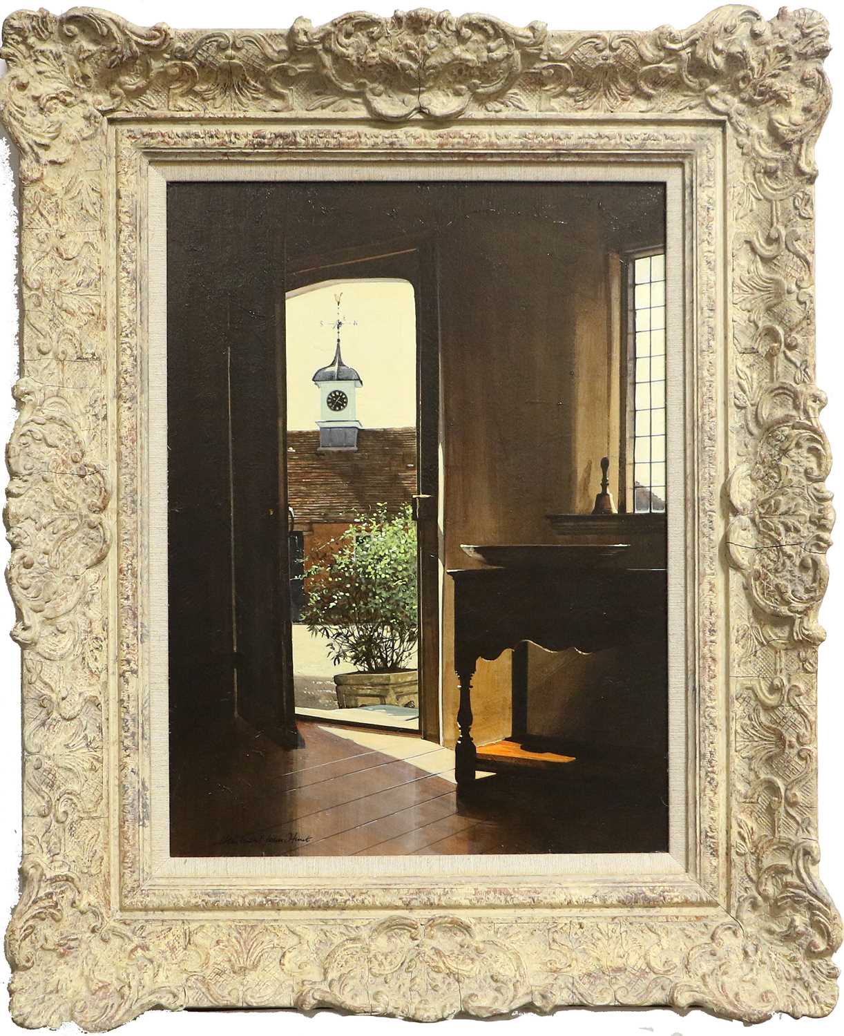 Michael John Hunt (b.1941) Interior scene with view through open doorway Signed, oil on panel, - Image 2 of 10