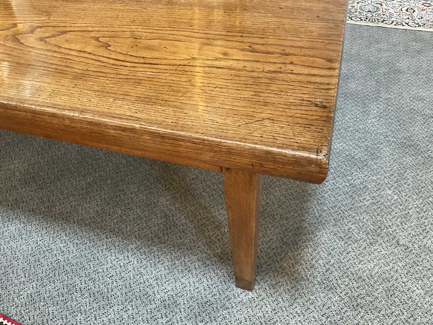 A 19th Century French Provincial Chestnut Farmhouse Kitchen Table, the rectangular top above a - Image 4 of 7