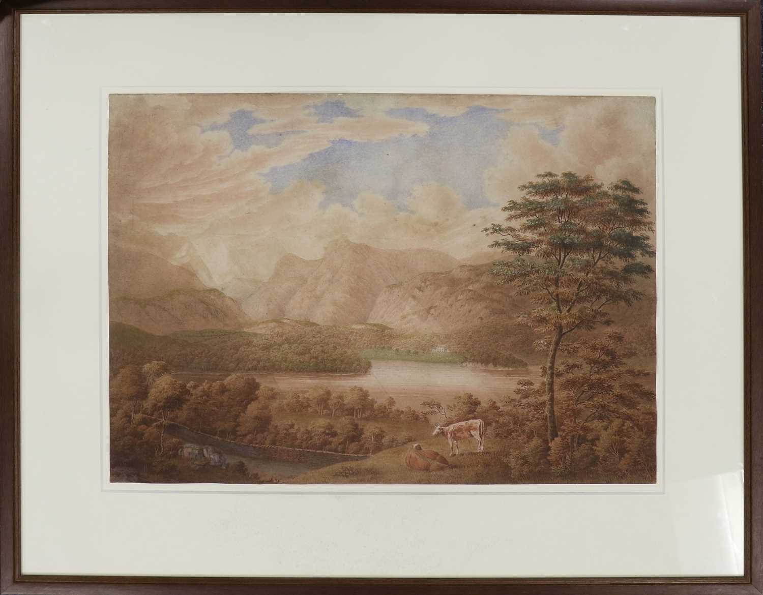 William Green (1760-1823) "Windermere with Langdale Pikes" Watercolour, together with a further - Image 3 of 7