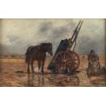 William Woodhouse (1857-1939) Beach combers with horse and cart Signed, oil on board, 18cm by 28cm