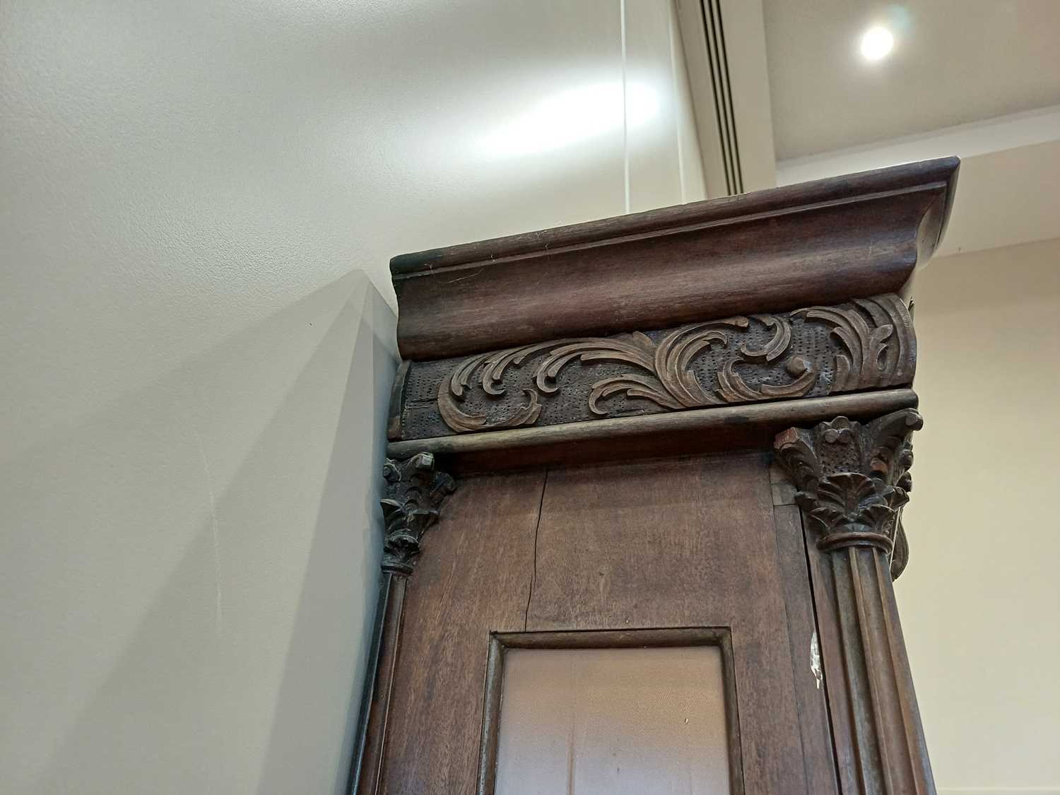 A Mahogany Eight Day Longcase Clock, swan neck pediment with carved borders, carved wooden - Image 19 of 20