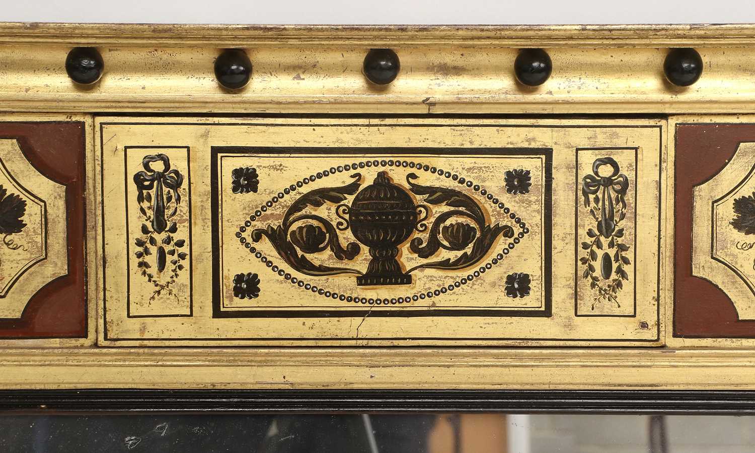 A Regency Gilt and Part-Ebonised Overmantel Mirror, early 19th century, of breakfront form with bold - Image 2 of 2