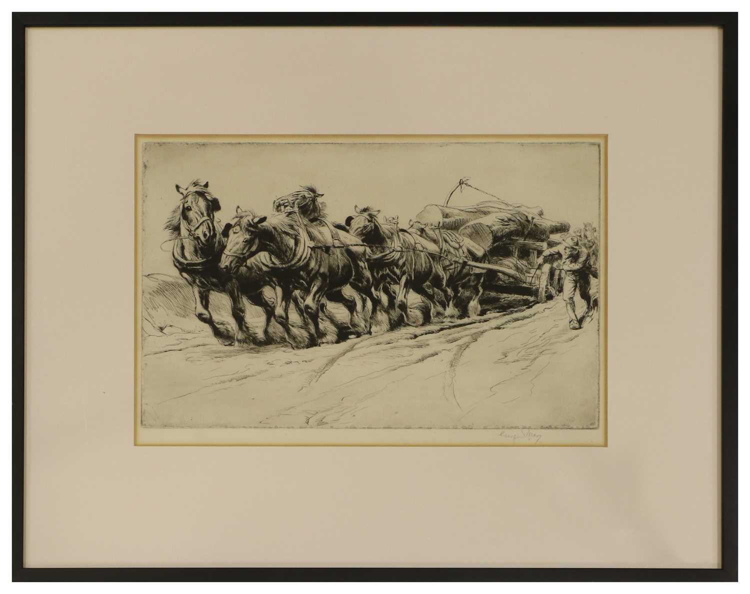 George Soper RE (1870-1942) "The Quarry Team" (1920) Signed in pencil, black and white etching, - Image 5 of 30