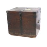 An Early 19th Century Oak and Metal-Bound Silver Chest or Travel Trunk, the hinged lid with an