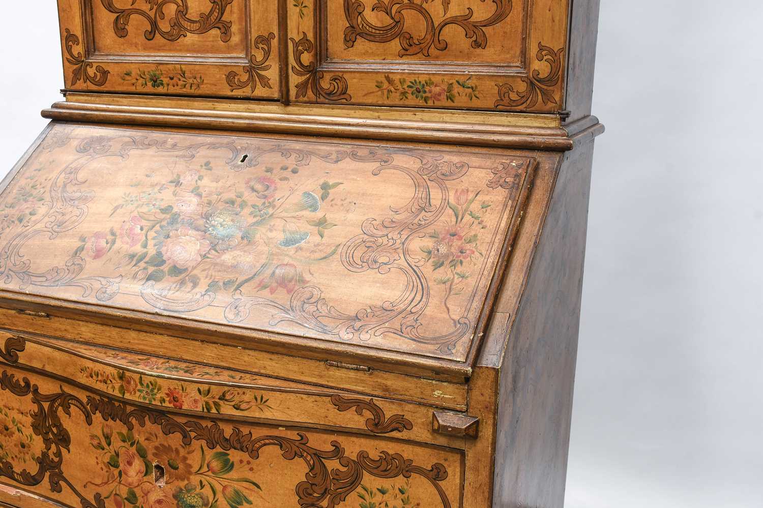 A North-European Polychrome-Painted Bureau, late 19th/early 20th century, painted overall with - Image 2 of 3