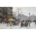 Eugene Galien-Laloue (1854-1941) French Paris, winter fruit stalls (1910) Signed, gouache, 19cm by