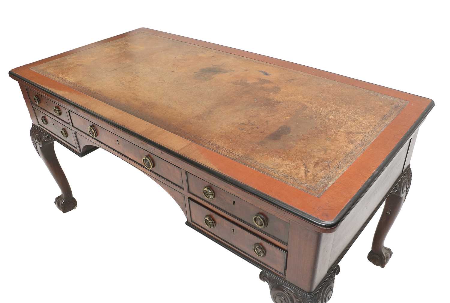 Holland & Sons: A Victorian Carved-Mahogany Library Writing Table, 2nd half 19th century, the - Image 4 of 6