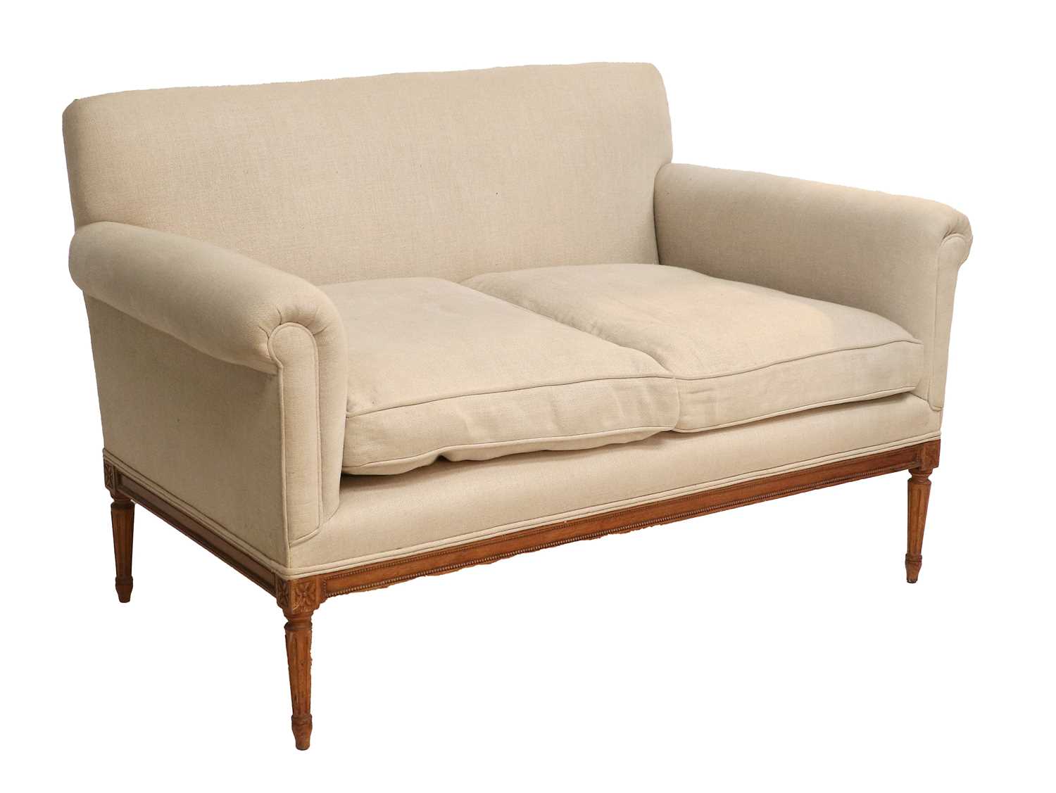 A Late 19th Century French Beech or Walnut Framed Two-Seater Sofa, late 19th century, recovered in