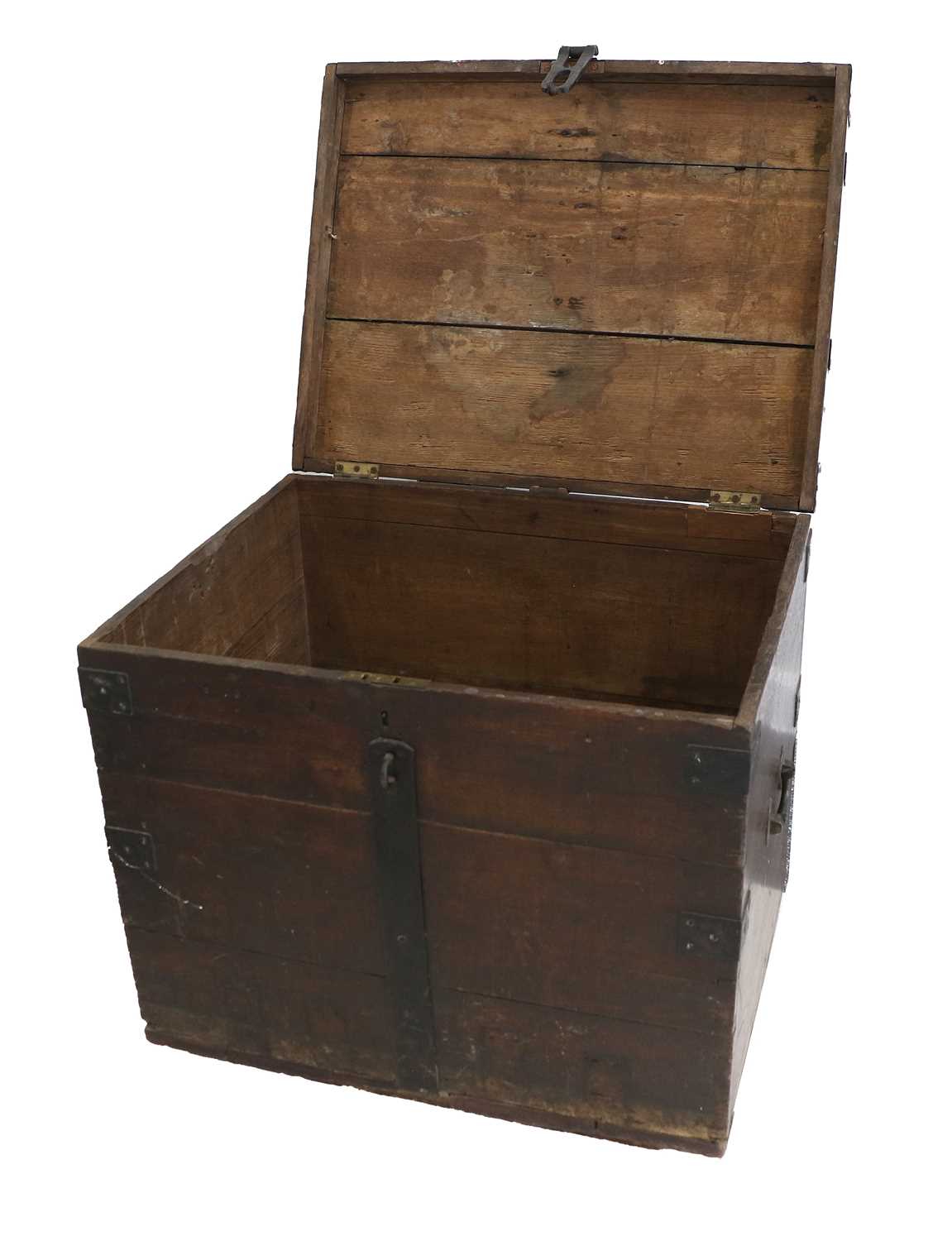 An Early 19th Century Oak and Metal-Bound Silver Chest or Travel Trunk, the hinged lid with an - Image 3 of 3