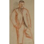 Albert Daniel Rutherston RWS (1881-1953) Portrait of a standing gentleman with crutches Initialled