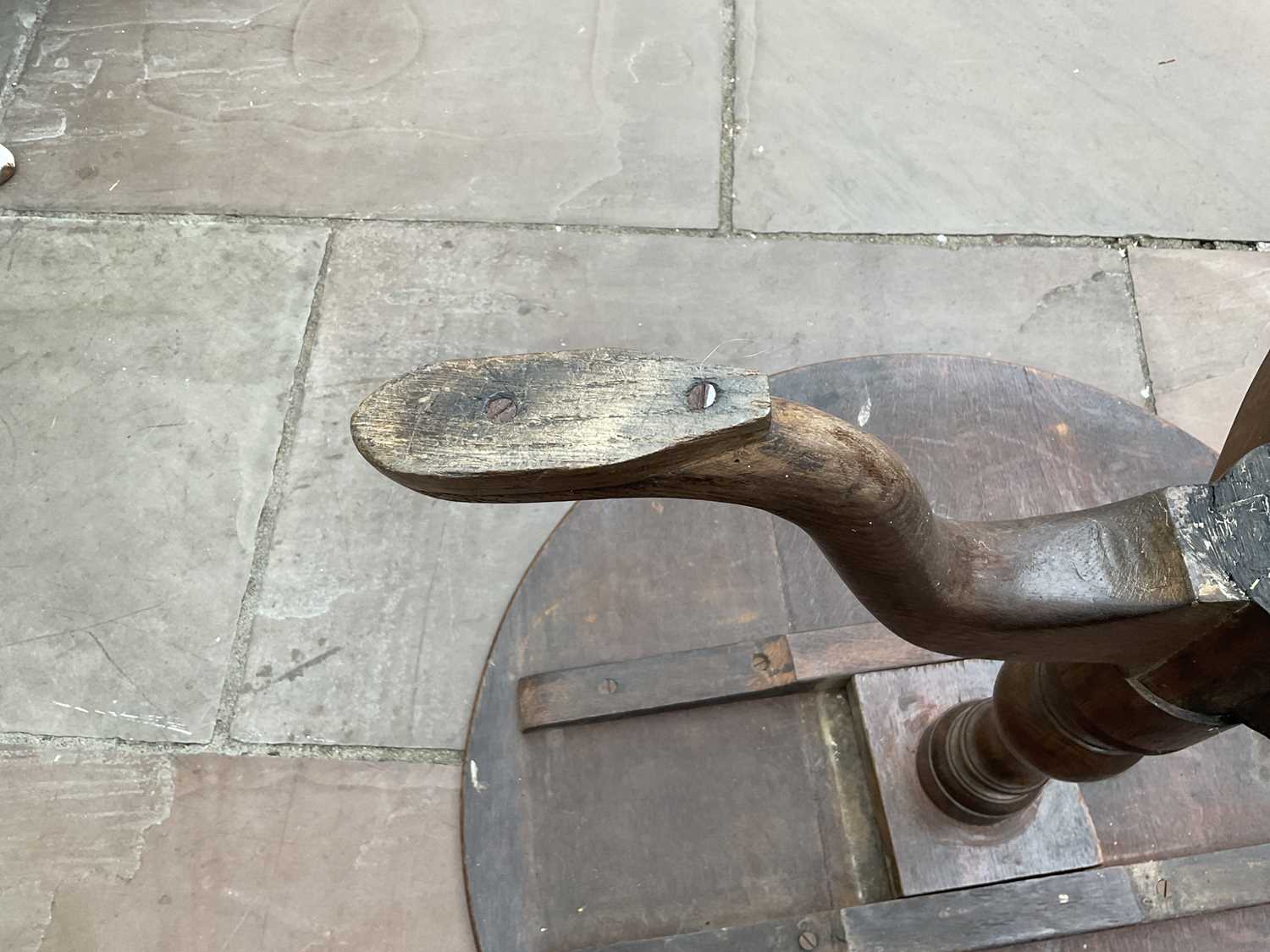 A George III Oak Circular Tripod Table, late 18th century, the flip-top on a vasiform support with - Image 5 of 9