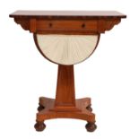 An Early Victorian Satinwood and Rosewood-Crossbanded Work Table, mid 19th century, the mahogany-