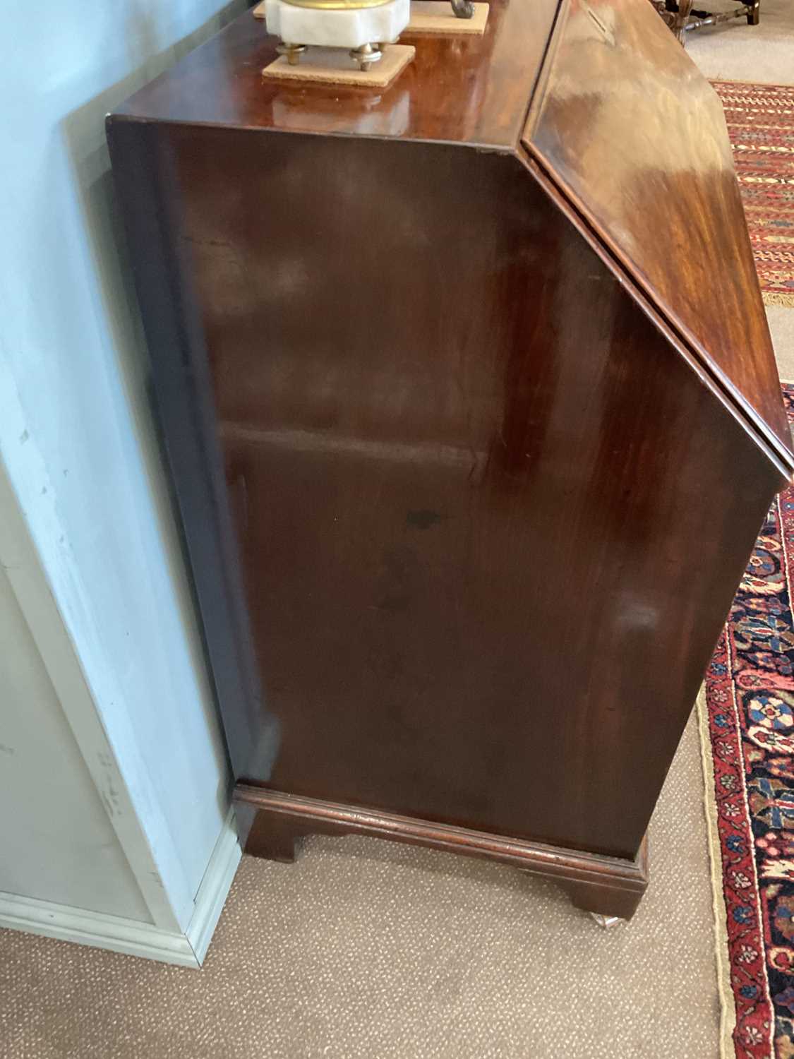 A George III Mahogany Bureau, circa 1760, the fall front with engraved brass escutcheon enclosing - Image 6 of 14