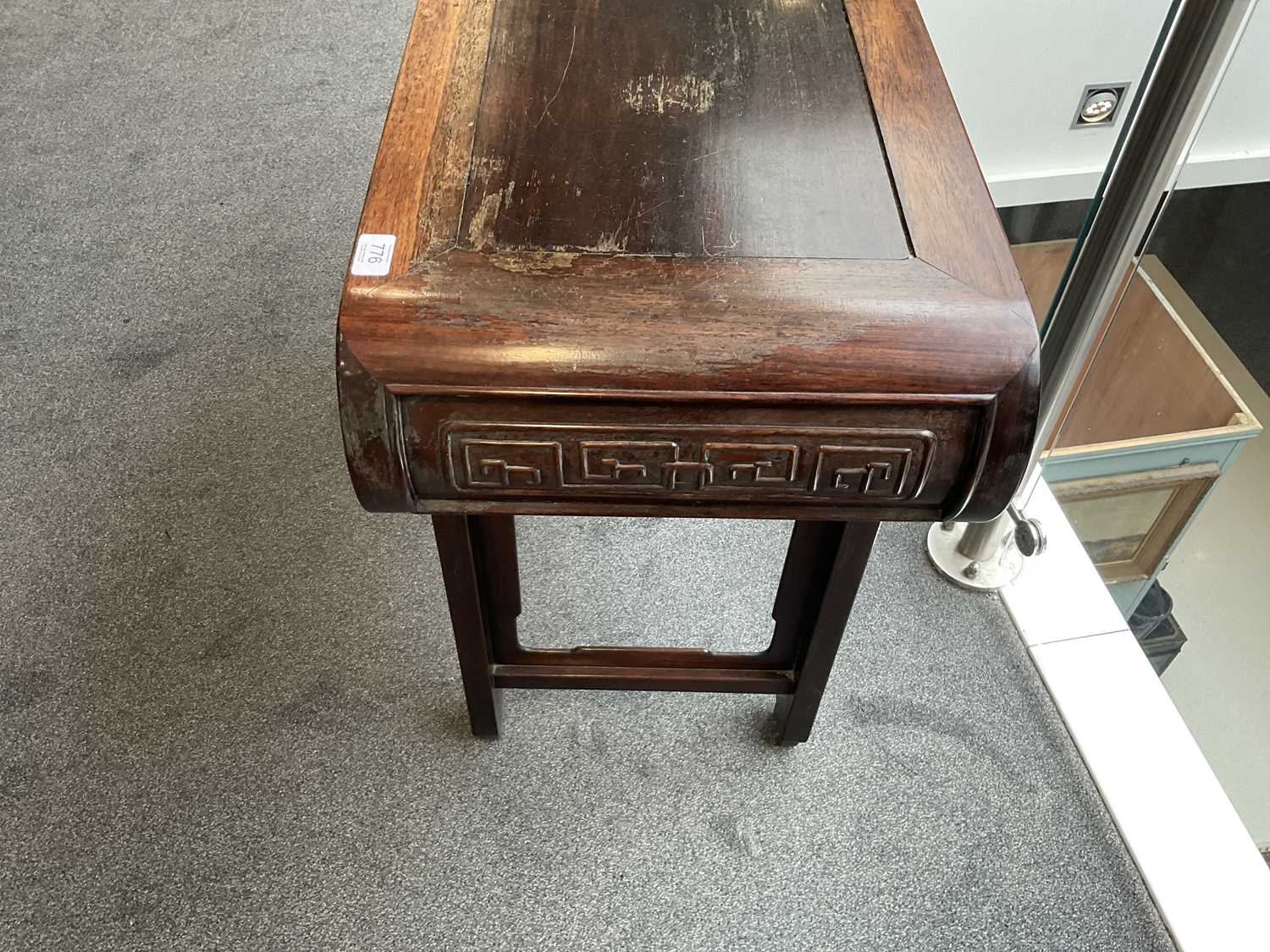 A Late 19th Century Chinese Hardwood Altar Table, of scrolled rectangular form, the moulded top - Image 5 of 7