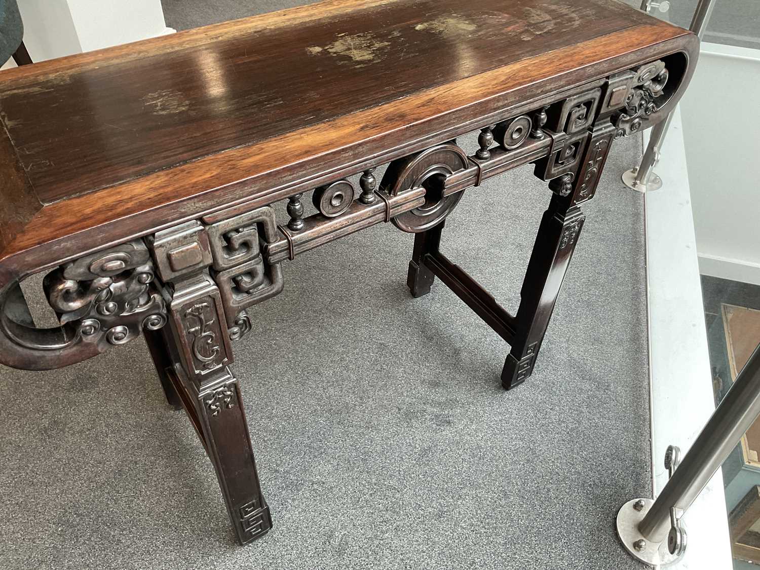 A Late 19th Century Chinese Hardwood Altar Table, of scrolled rectangular form, the moulded top - Image 7 of 7