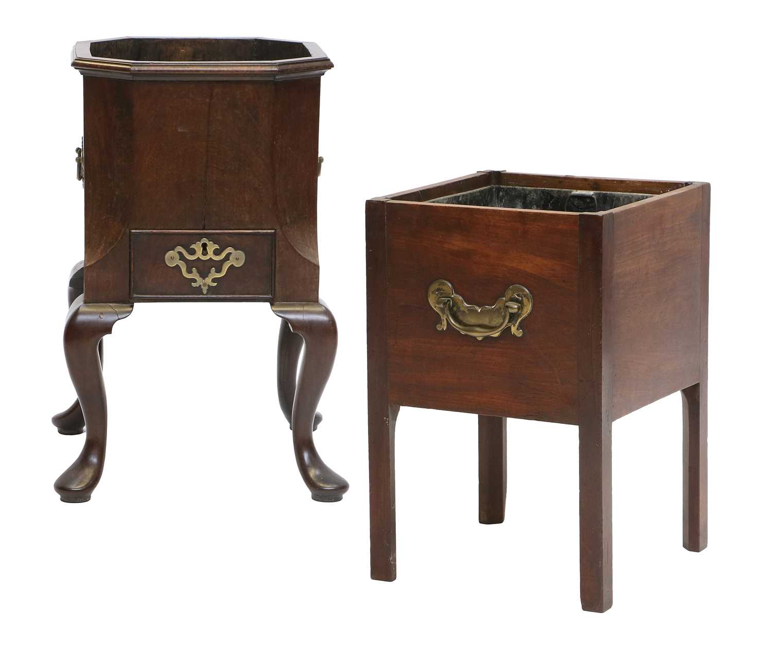 A George III Mahogany Planter, late 18th century, of octagonal-shaped form with brass carrying - Image 2 of 8