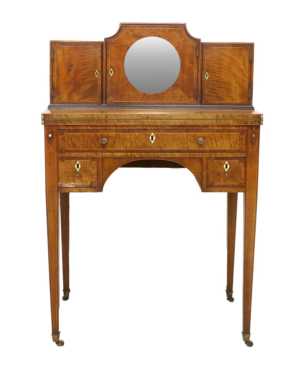 A George III Mahogany, Boxwood and Rosewood-Crossbanded Writing Desk, early 19th century, the