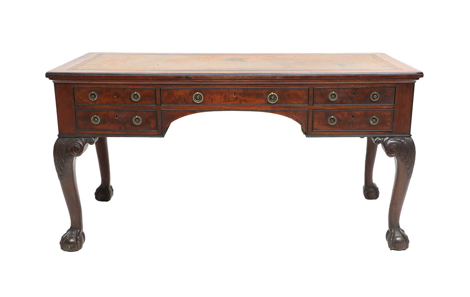 Holland & Sons: A Victorian Carved-Mahogany Library Writing Table, 2nd half 19th century, the - Image 2 of 6