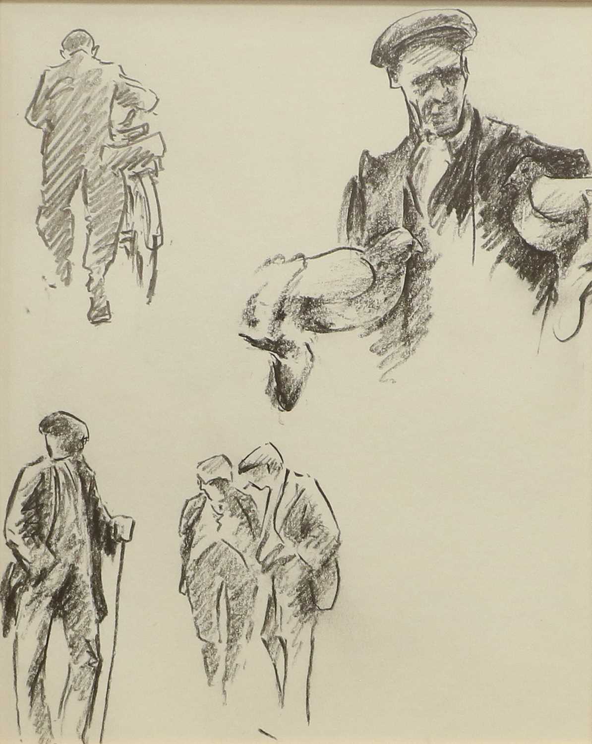 Brian Irving (1931-2013) "Dalesman kalling" Charcoal, together with a further charcoal sketch by the - Image 4 of 6