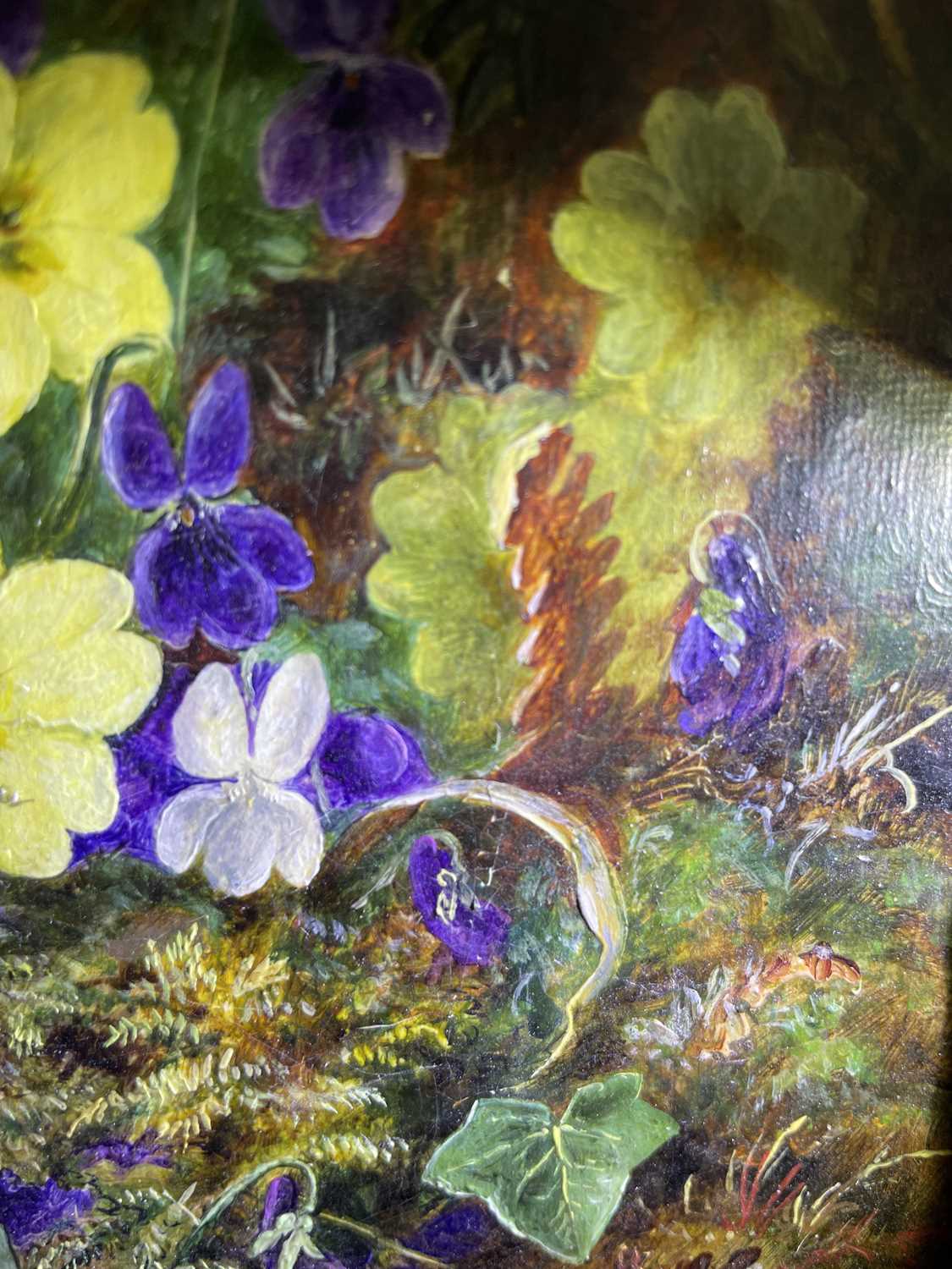 Albert Durer Lucas (1828-1918) Still life of Primroses and Violets on a mossy bank Signed and - Image 10 of 17