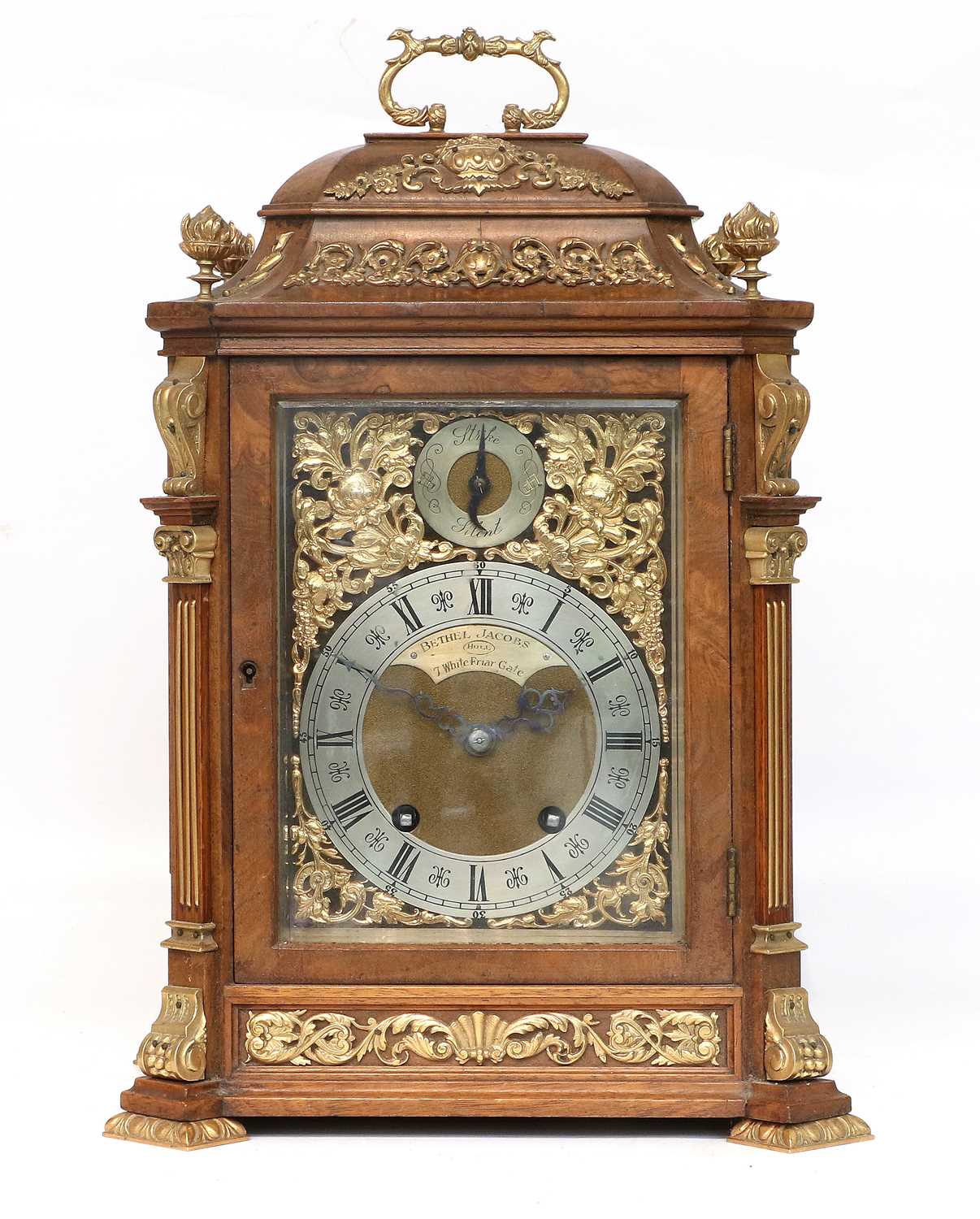 A Walnut Quarter Striking Table Clock, signed Bethel Jacobs, Hull, 7 White Friar Gate, circa 1890,