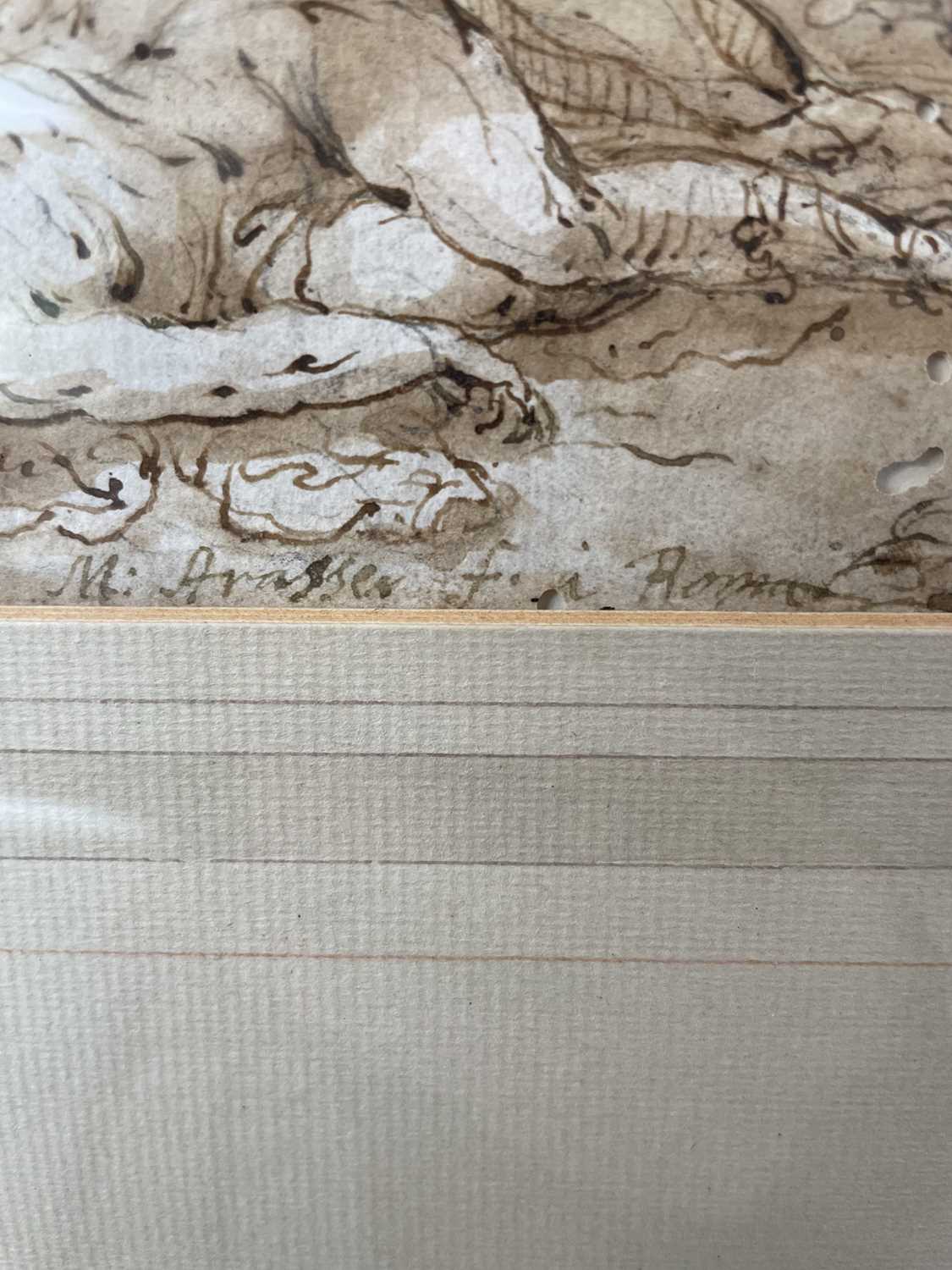 M *Arasser (17th/18th Century) Pyramus and Thisbe Signed and inscribed "Roma", brown ink and pencil, - Image 6 of 23