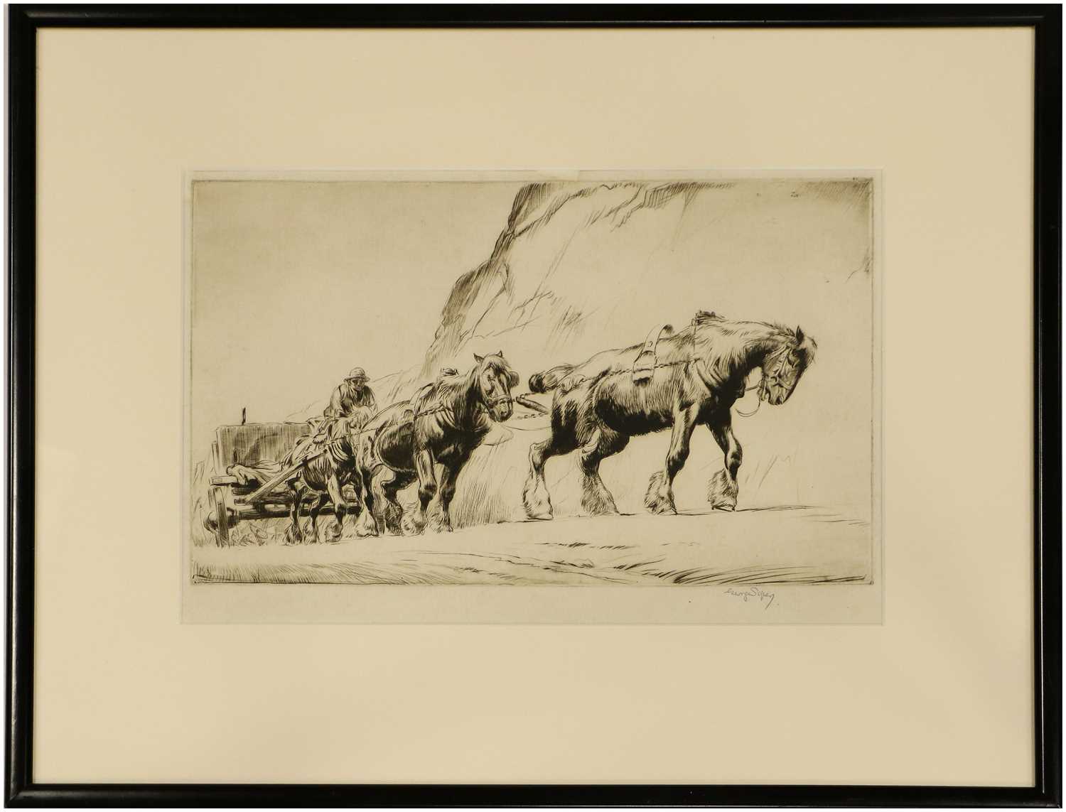 George Soper RE (1870-1942) "The Quarry Team" (1920) Signed in pencil, black and white etching, - Image 4 of 30