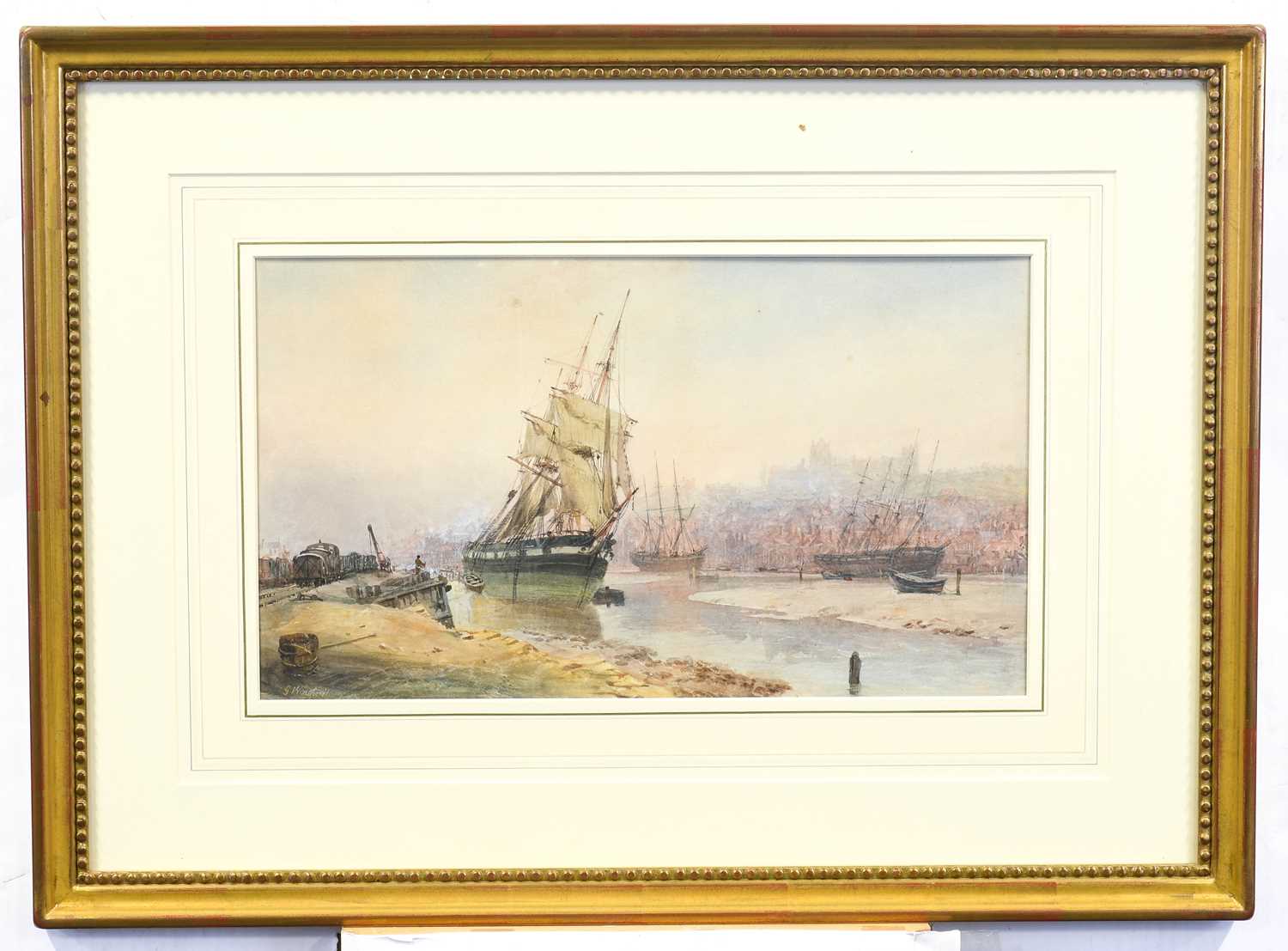 George Weatherill (1810-1890) Low Tide, Whitby Harbour Signed, watercolour heightened with white, - Bild 2 aus 15