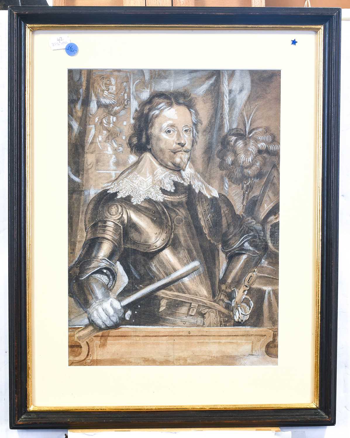 Manner of Sir Anthony Van Dyck (1599-1641) Flemish Portrait of a man wearing armour, three-quarter - Image 3 of 6