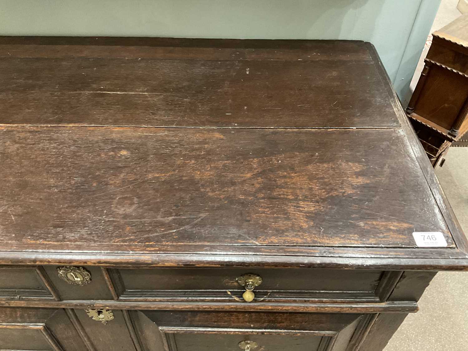 An Oak Geometric-Moulded Chest of Drawers, circa 1700, the moulded top above four two-as-one moulded - Image 7 of 8