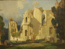 Attributed to Rex Vicat Cole (1870-1940) "Old Wardour Castle, Wiltshire" Signed, oil on board,
