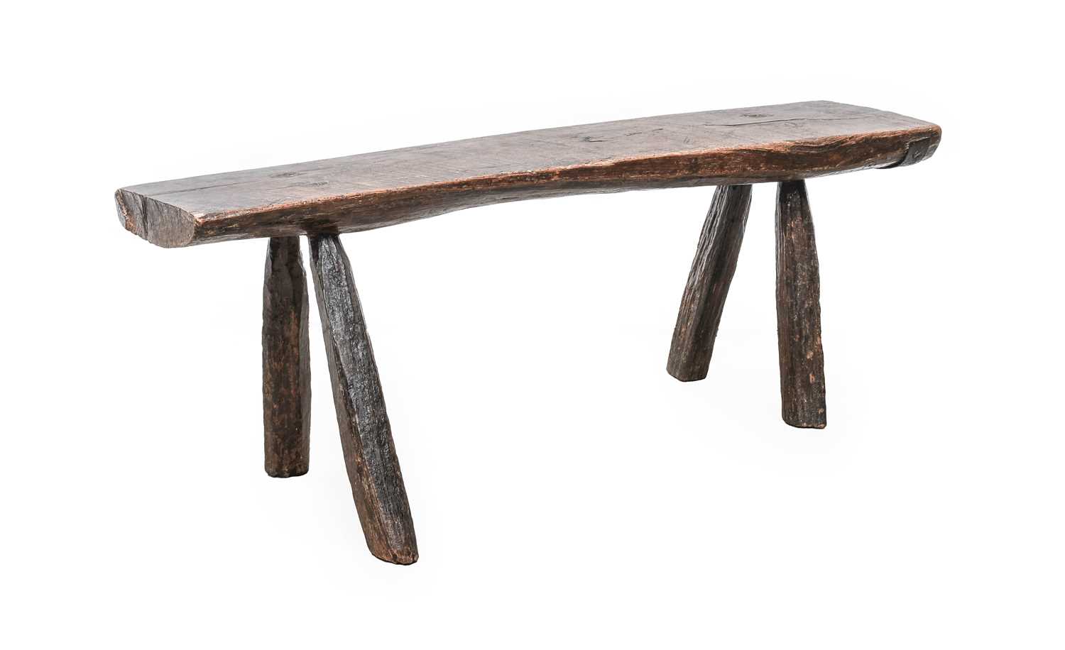 A Late 18th/Early 19th Century Provincial Oak Form, of pegged construction, the rectangular seat