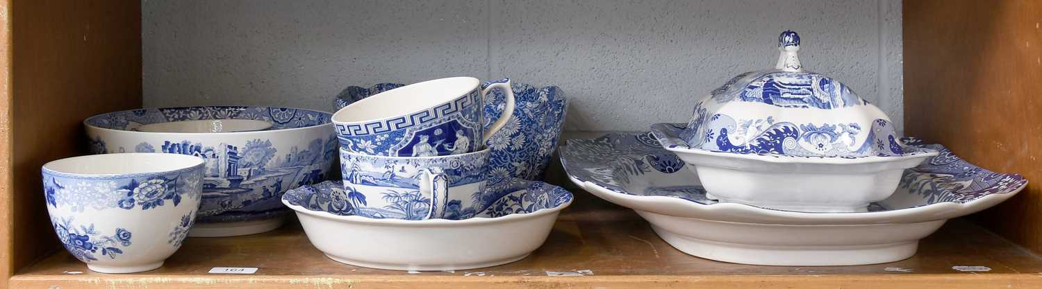 A Quantity of Spode Pottery, "Italian Blue", "Greek" and "Blue Rose", "Gothic Castle" and "Penny