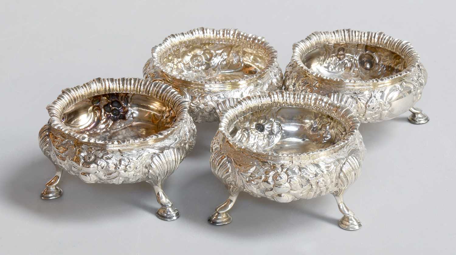 A Set of Four Victorian Silver Salt-Cellars, by Charles Stuart Harris, London, 1896, in the George