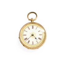 A Lady's 14 Carat Gold Fob Watch, circa 1900, case stamped 14k