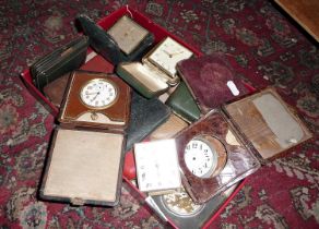Good collection of antique and vintage travel clocks