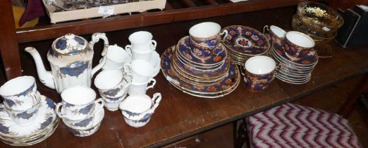 Collection of Noritake china teaware in rare Imari & Peonies pattern, and a Crown Staffordshire