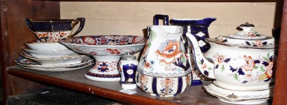 Quantity of Crown Derby style china, inc. Losol ware jug (A/F)
