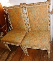 Pair of 19th c. French carved giltwood dining chairs (matches lot 519)