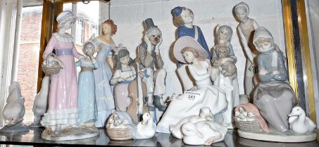 Large collection of Lladro and similar figures, ducks and geese (14)