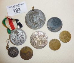 WW2 Italian-German medal for soldiers in North Africa, a 1913 drei mark coin, a 1972 Munich Olympics