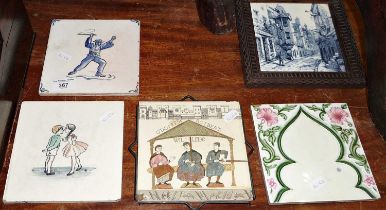 Minton Delft tile and four others